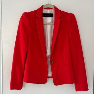 ZARA BASIC fitted puff sleeve Red Blazer, Size Small